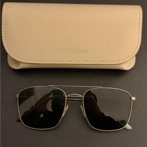 Giorgio Armani Black and Gold Sunglasses with Cream Case